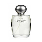 Estee Lauder Pleasures for Men Eau de Cologne bottle with a clear liquid and a silver cap.