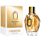 Rabanne Million Gold for Her perfume bottle and packaging on a white background