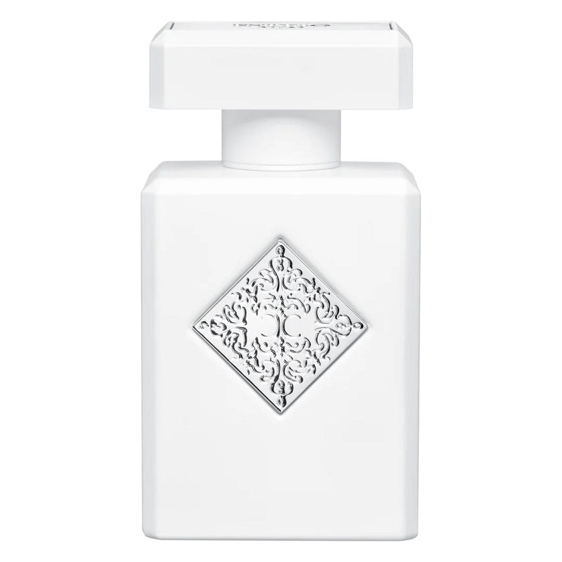 White square bottle with a white cap and a complexity design pattern on the label