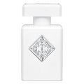 White square bottle with a white cap and a complexity design pattern on the label