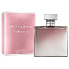 Ralph Lauren Romance parfum bottle and packaging on a white background