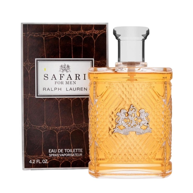 Ralph Lauren Safari for Men perfume bottle and packaging on a white background