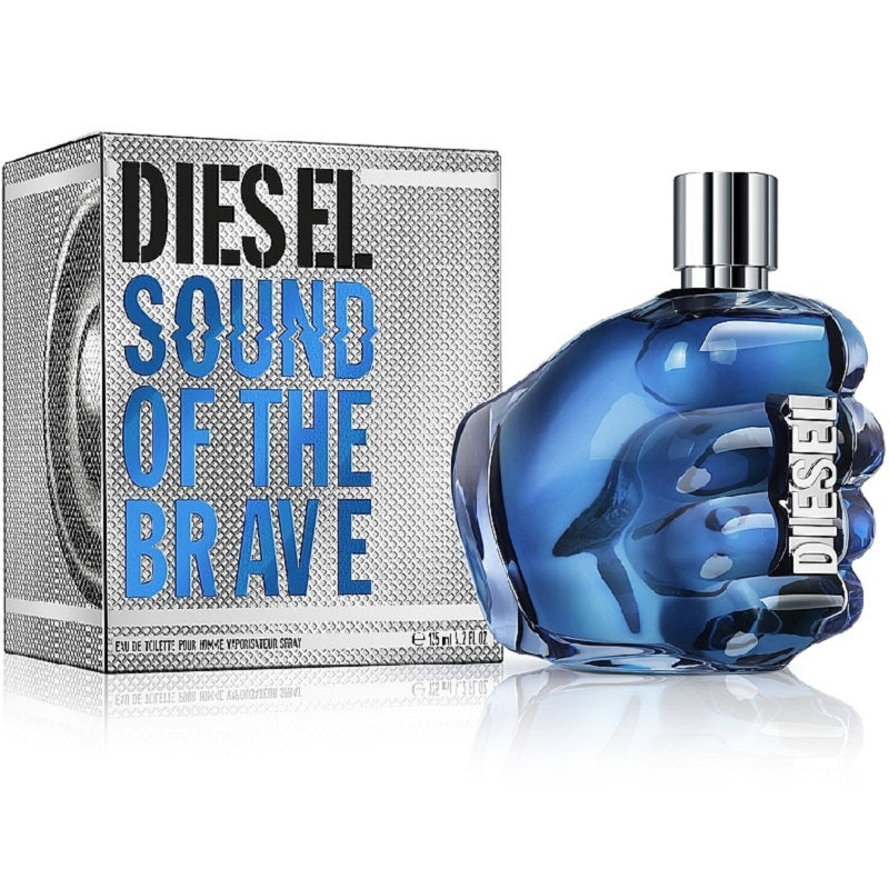 Diesel Sound of the Brave perfume bottle and packaging on a white background