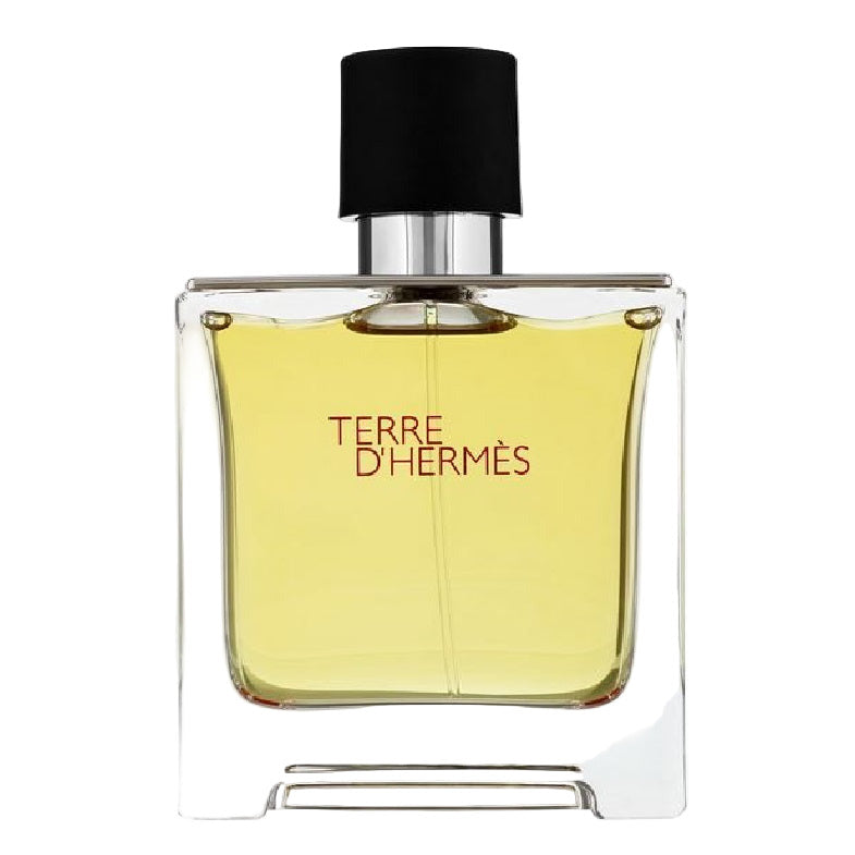 Perfume bottle of Terre d'Hermes on a white background