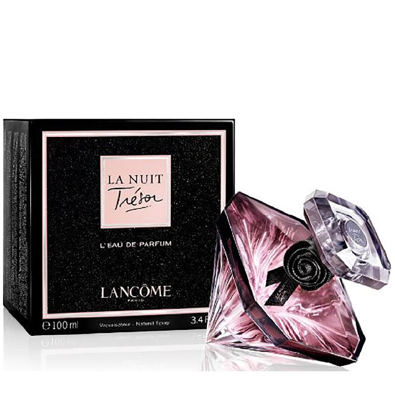 Lancome La Nuit Tresor perfume bottle and packaging on a white background
