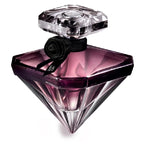 Diamond-shaped purple perfume bottle with clear cap on a white background
