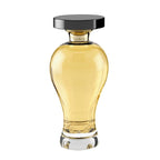 Perfume bottle with a black cap on a white background