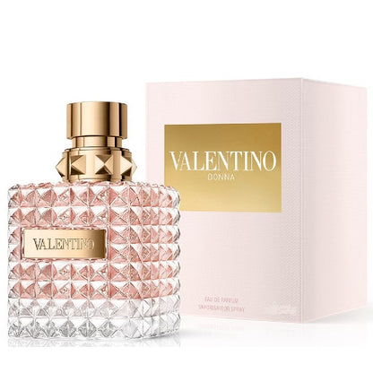 Valentino Donna perfume bottle and packaging on a white background