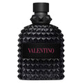 Black textured Valentina perfume bottle on a white background