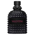 Black textured Valentina perfume bottle on a white background