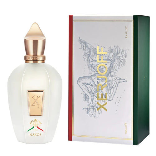 Xerjoff Naxos perfume bottle and packaging on a white background
