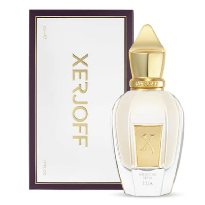 Xerjoff perfume bottle with gold cap and packaging on a white background