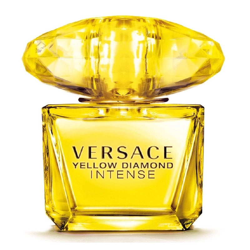 Versace Yellow Diamond Intense perfume bottle on a white background
