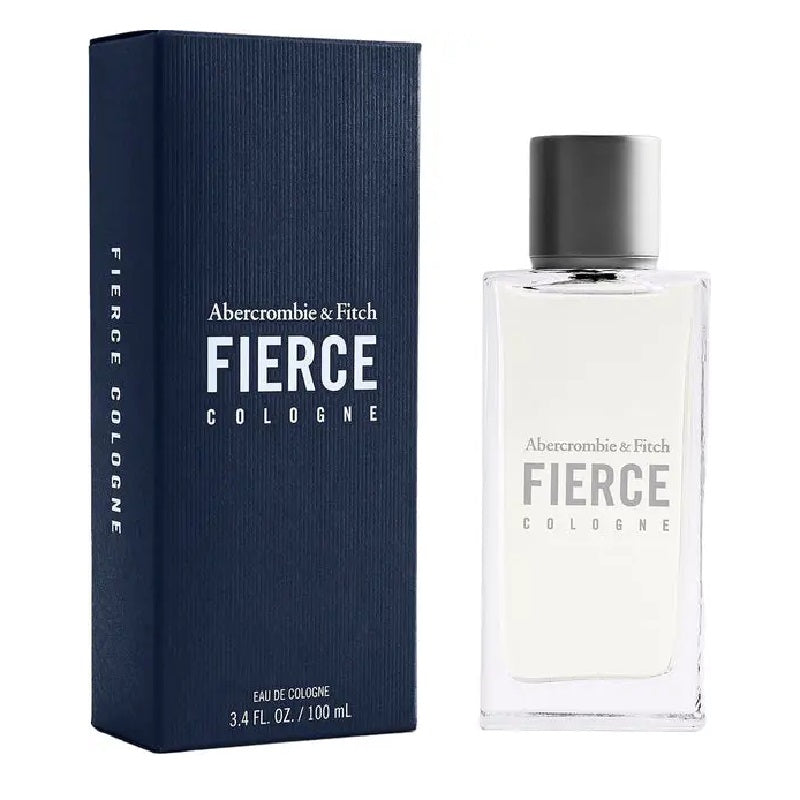 Abercrombie & Fitch 100ml Fierce Cologne bottle and packaging on a white background
