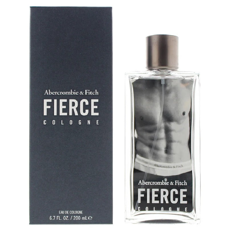 Abercrombie & Fitch 200ml Fierce cologne bottle and packaging on a white background