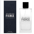Abercrombie & Fitch 100ml. Fierce Cologne bottle and packaging on a white background
