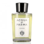 A clear glass bottle of Acqua Di Parma Colonia eau de cologne with a black cap and a label featuring the brand name and product name.