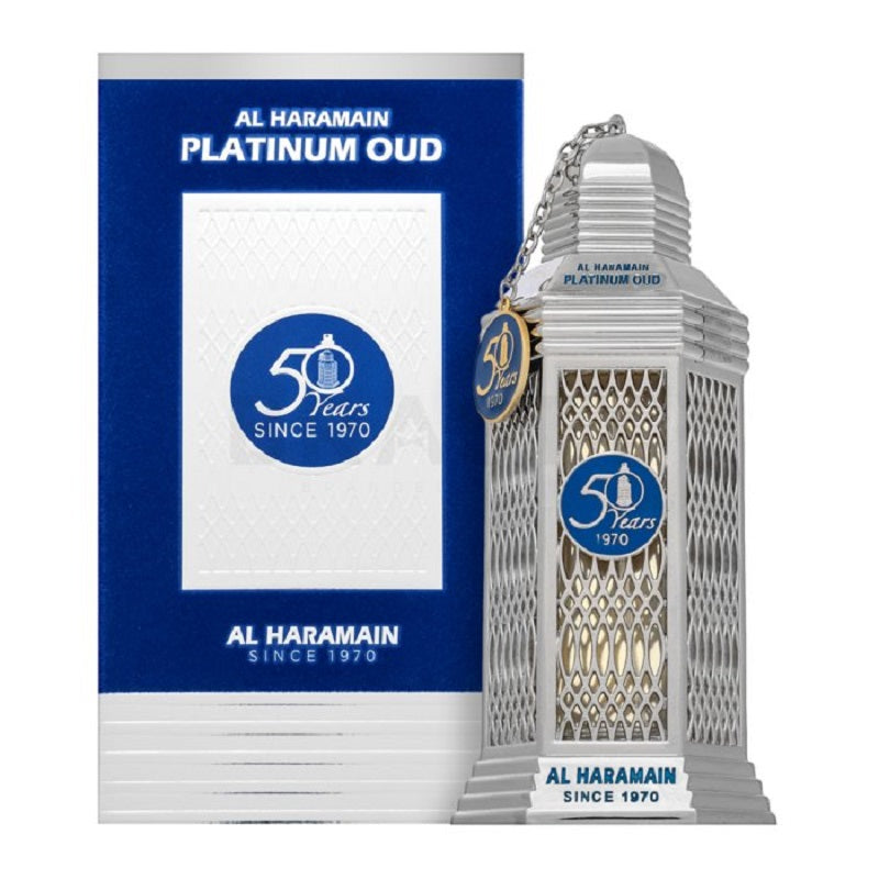 Platinum Oud (100ml) Eau De Parfum by Al Haramain, box and bottle