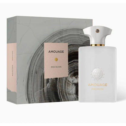 Amouage Decision perfume bottle and packaging on a white background