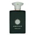 A black bottle of Amouage Enclave Eau de Parfum with a green cap, featuring the Amouage logo and the word 'Enclave' on the front.