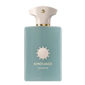A bottle of Amouage Search Eau de Parfum with label and cap visible, predominantly in clear gradient color range.
