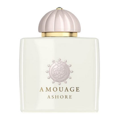 Amouage Ashore 100ml Eau de Parfum bottle – cap and soft ivory design inspired by sunlight.