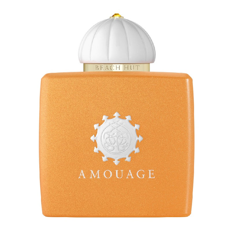 Amouage Beach Hut Woman 100ml Eau de Parfum bottle – soft green tone with white cap and detailing