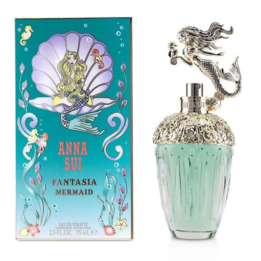 Anna Sui Fantasia Mermaid perfume bottle and packaging with mermaid design.