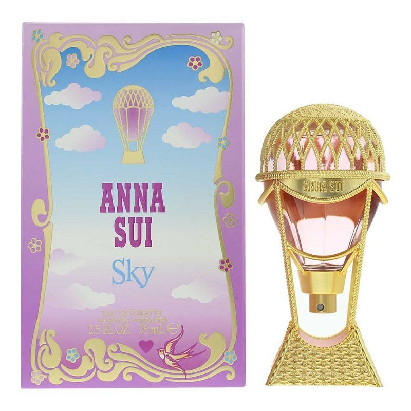 Anna Sui Sky perfume bottle with packaging featuring a hot air balloon design.