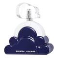 Perfume bottle with cloud design and 'Ariana Grande' branding on a white background
