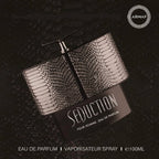 Snake skin patterned Armaf Seduction pour homme perfume bottle on a dark textured background
