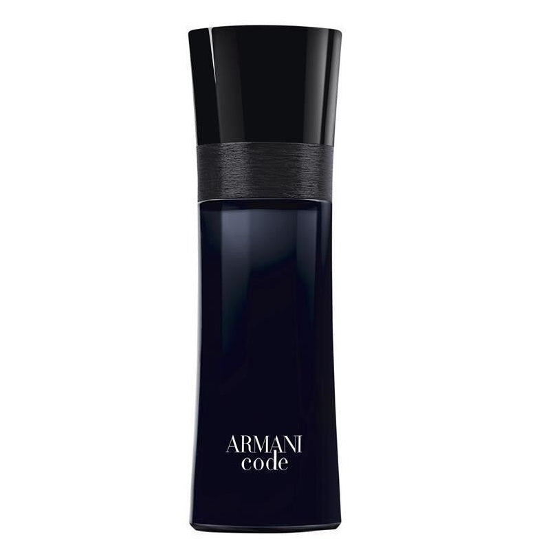 Black Armani Code perfume bottle on a white background