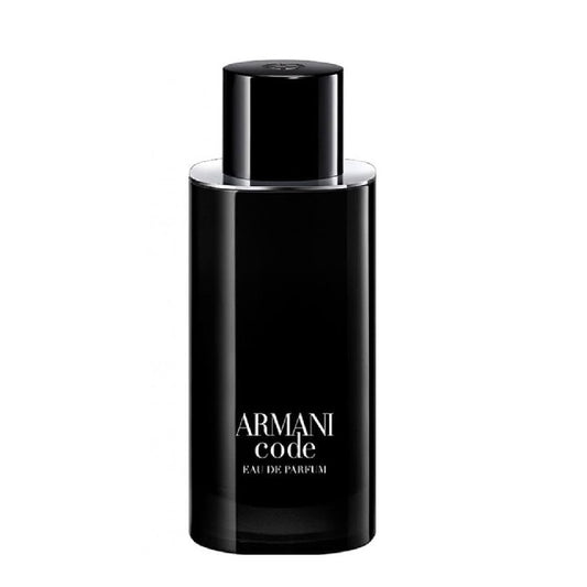 Black Armani Code perfume bottle on a white background