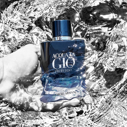 Blue Giorgio Armani Acqua di Gio Profondo perfume bottle in water
