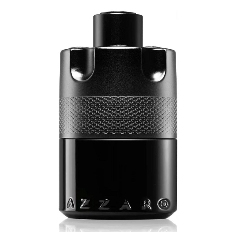 A black bottle of Azzaro Eau de Parfum with a textured design and the brand name visible.