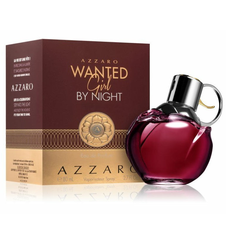 Azzaro Wanted Girl by Night perfume bottle and packaging