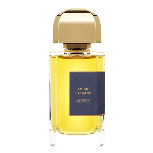 Bottle Image: Ambre Safrano 100 ml Eau de Parfum bottle by BDK Parfums – amber-toned flacon with gold cap symbolising warmth, depth, and sophistication.