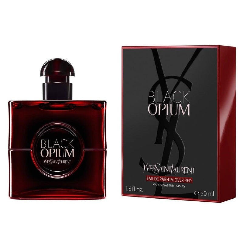 Yves Saint Laurent Black Opium perfume bottle and packaging on a white background