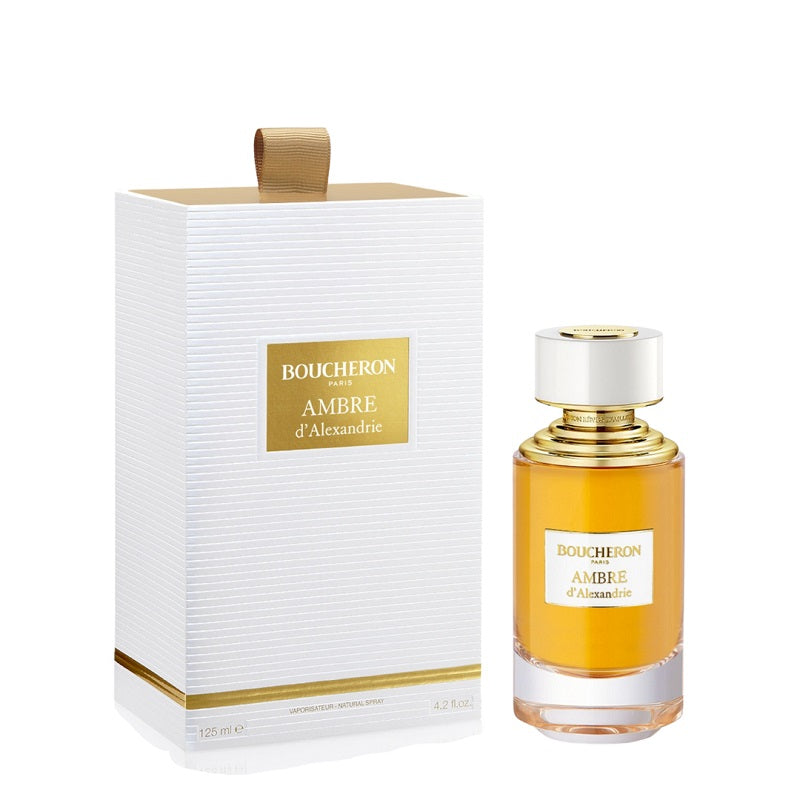 Boucheron Ambre d'Alexandre perfume bottle and packaging on a white background