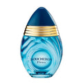 Blue Boucheron perfume bottle with gold cap on a white background