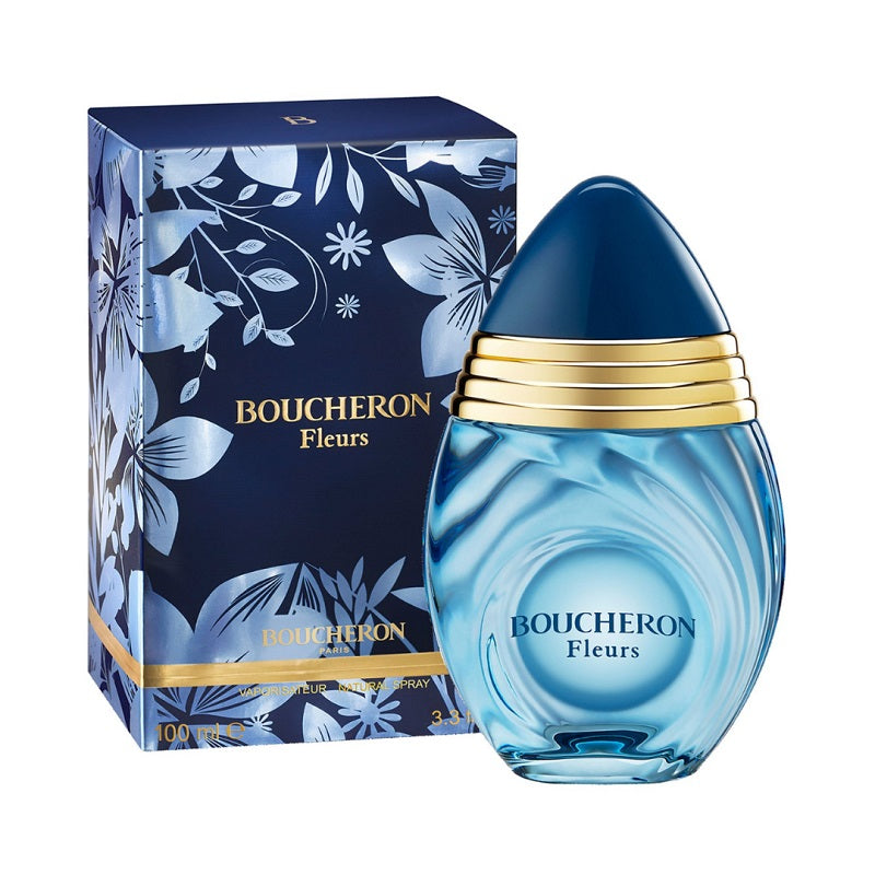 Boucheron Fleurs perfume bottle and packaging on a white background