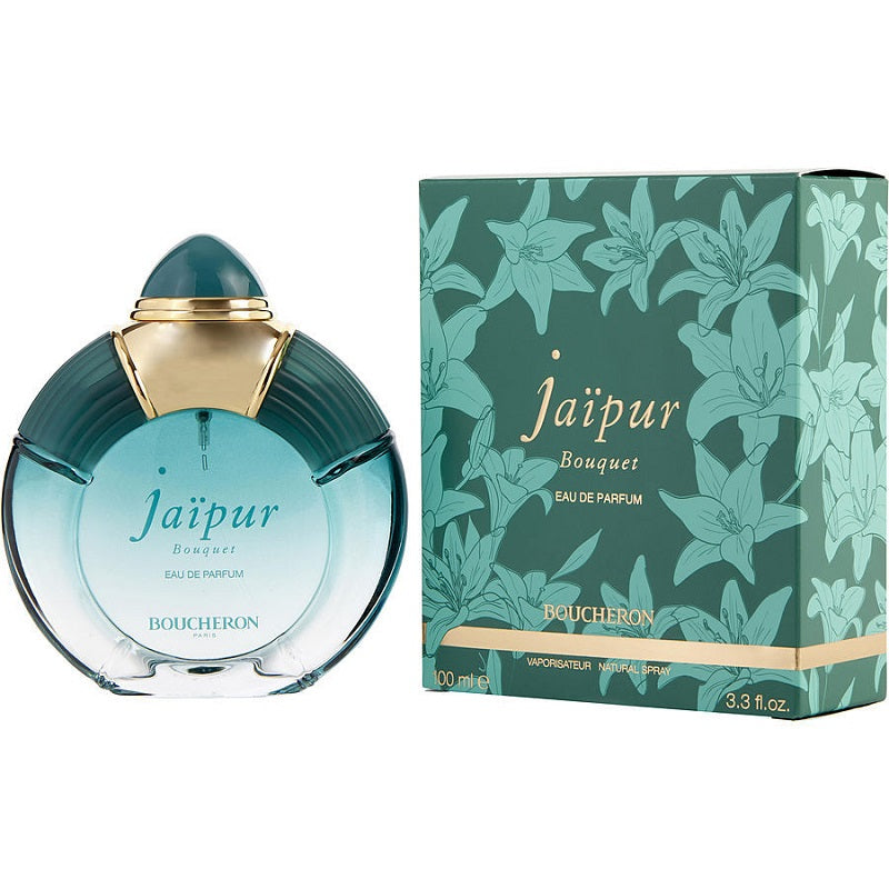Boucheron Jaipur Bouquet perfume bottle and packaging on a white background