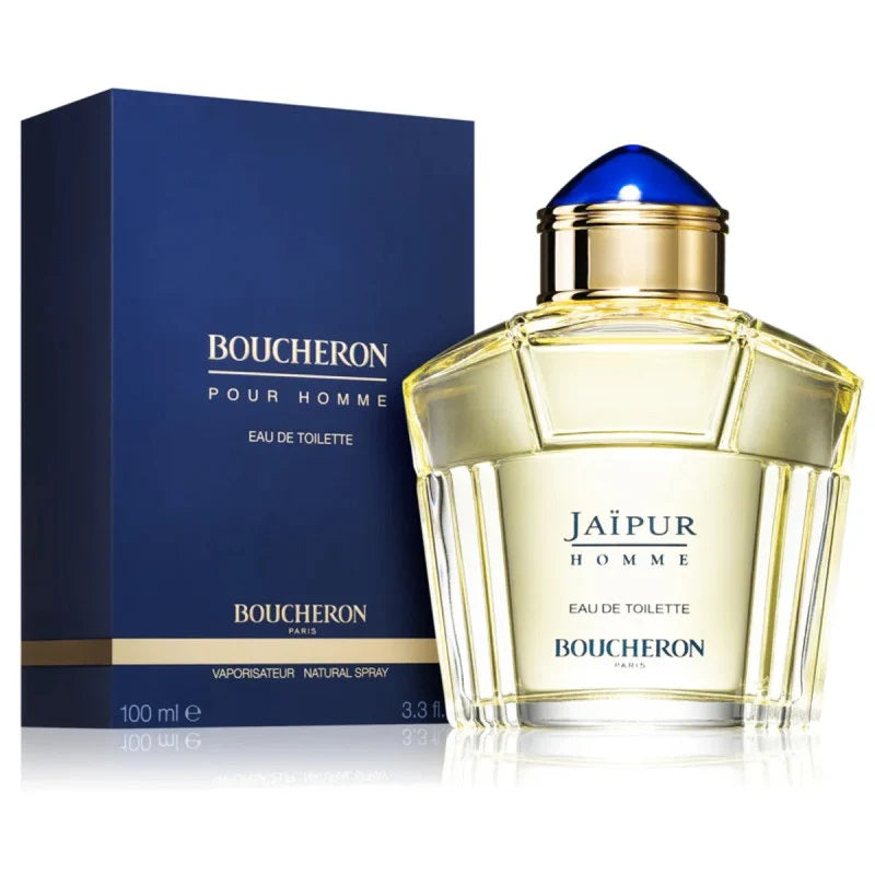 Boucheron Jaipur Homme perfume bottle and packaging on a white background
