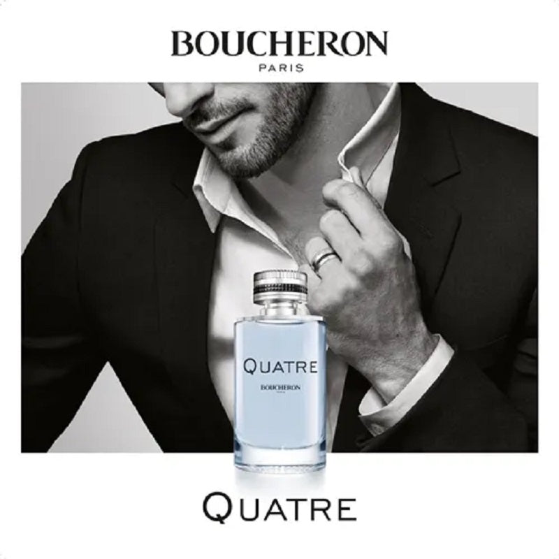 Man wearing Boucheron Quatre Pour Homme in a refined, modern setting