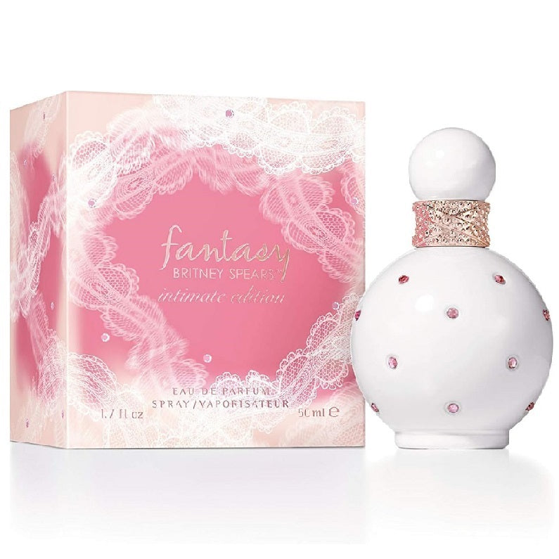 Britney Spears Fantasy perfume bottle and packaging on a white background
