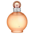 Perfume bottle with decorative cap on a white background
