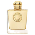 Burberry Goddess perfume bottle with gold cap on a white background