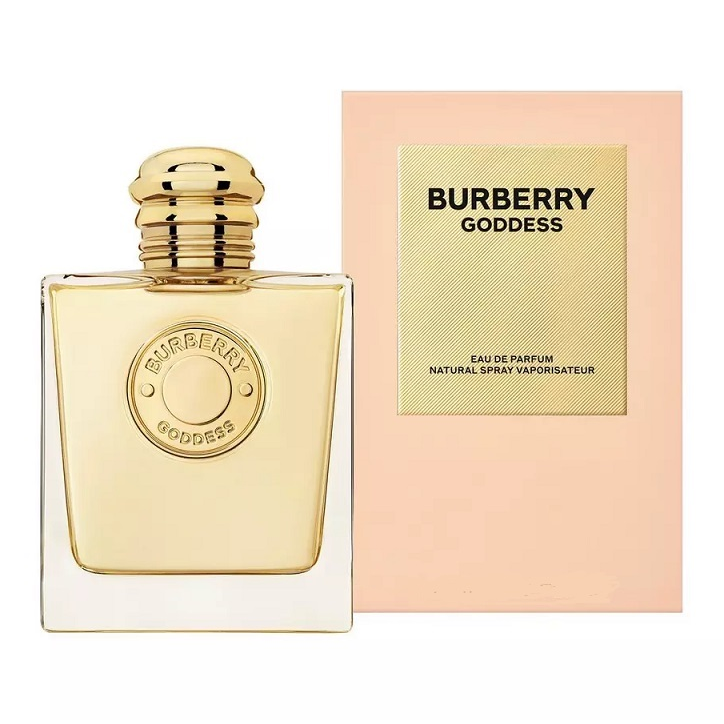 Burberry Goddess perfume bottle and packaging on a white background