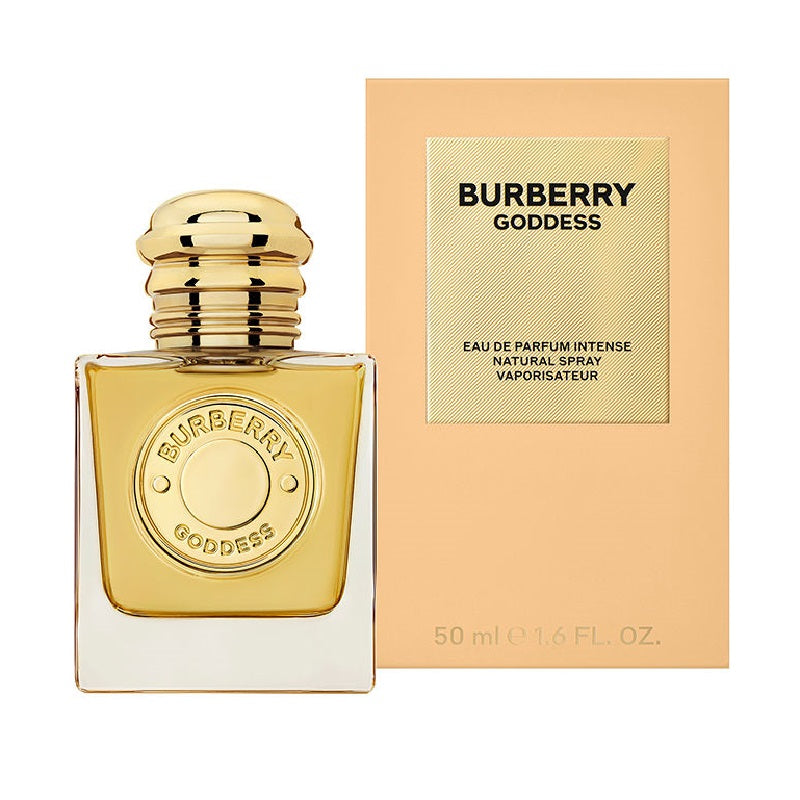 Burberry Goddess perfume bottle and packaging on a white background