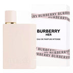 Burberry Her Eau de Parfum Intense bottle and packaging on a white background